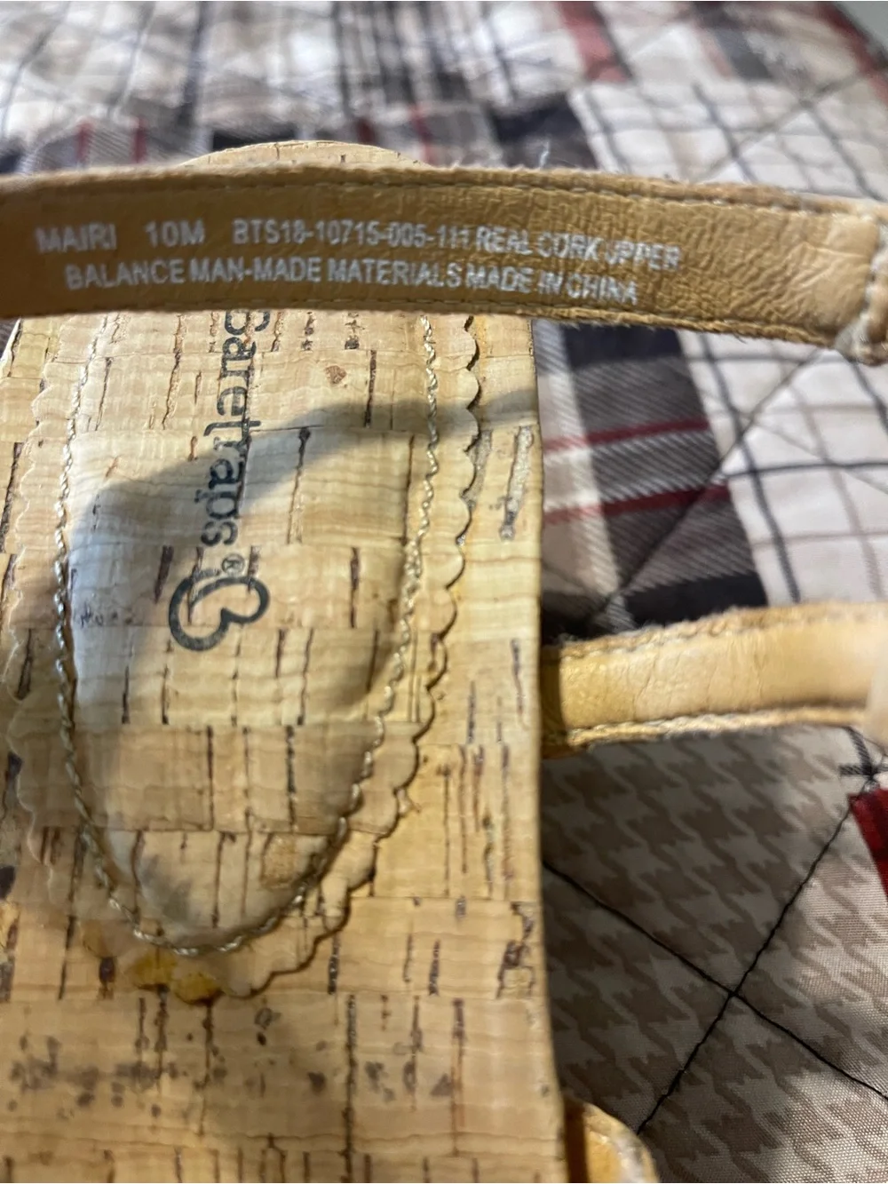 BareTraps Braided Cork-Effect Strappy Sandals in Natural Beige